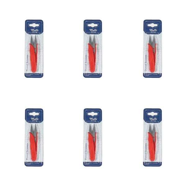 6PK Malli Sewing Steel/Plastic Thread Snipping Sewing Scissors 11cm Assorted