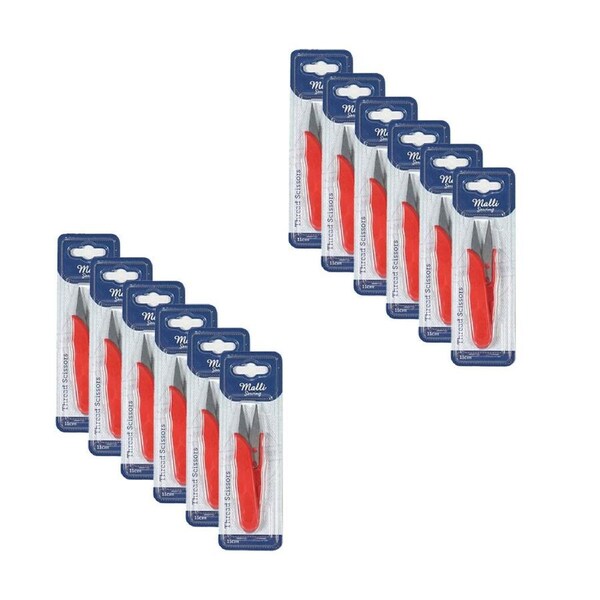 12PK Malli Sewing Steel/Plastic Thread Snipping Sewing Scissors 11cm Assorted