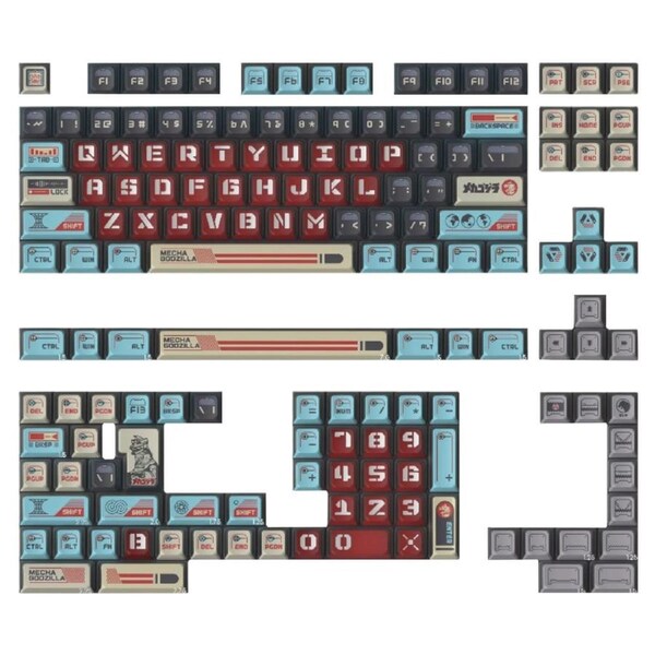 Keytok KOL Mechanical Godzilla PBT Dye-Sub Keycaps 157pcs/Set [KTMECHAGDZ]