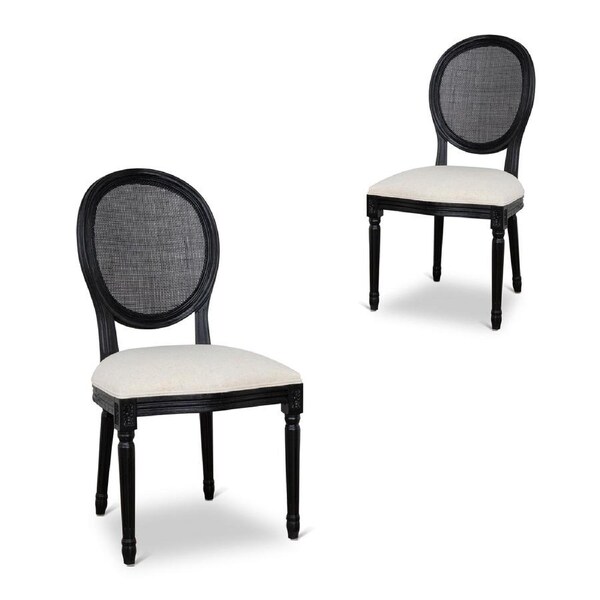 Set of 2 - Lenora Black ELM Dining Chair - Dawn Beige