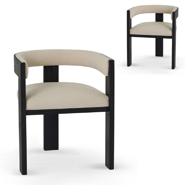 Set of 2 - Miles Black ELM Dining Chair - Dawn Beige