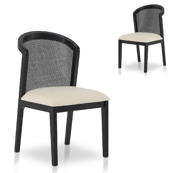 Set of 2 - Margie Black ELM Dining Chair - Dawn Beige