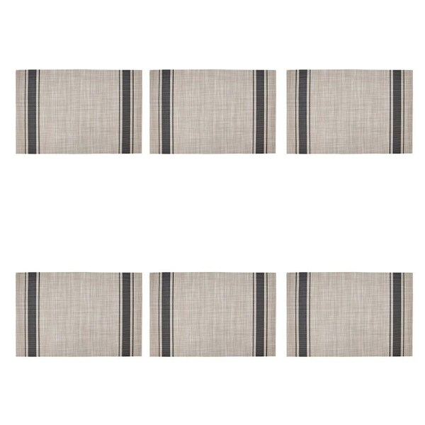 6x Maxwell and Williams Table Accents Linen Look Placemat 45x30cm - Black