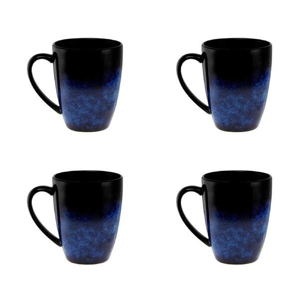 4x Maxwell and Williams Caviar Midnight Coupe Mug High-Quality Porcelain 400ML
