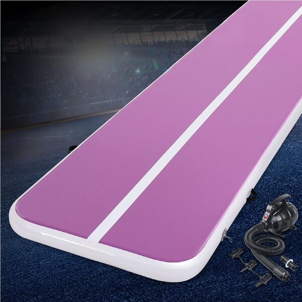 Everfit 4M Air Track Gymnastics Tumbling Exercise Yoga Mat W/ Pump Inflatable Purple