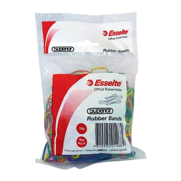 Esselte Superior Rubber Bands Size No14 Office Home Warehouse Essential 100g