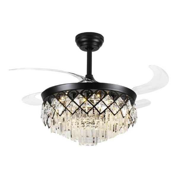 Windora Seraphine 42" Black Crystal Chandelier DC Ceiling Fan w/ 3CCT LED Remote Control
