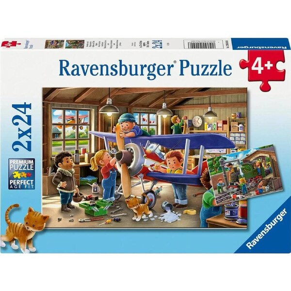 Ravensburger - Wild Things Planes & Trains Puzzle 2 x 24 Pc