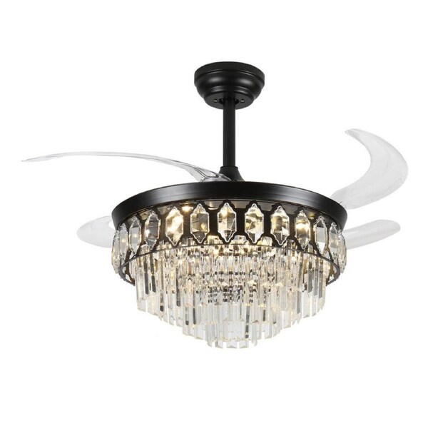 Windora Elowen 42" Black Crystal Chandelier DC Ceiling Fan w/ 3CCT LED Remote