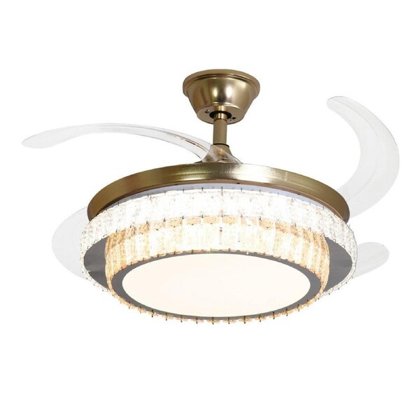 Windora Aurea 42" Gold Dual-Tone Crystal DC Ceiling Fan w/ 3CCT LED Remote Control