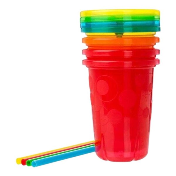 The First Years Take & Toss Straw Sippers 4pk Leak Resistant Cups for Toddlers