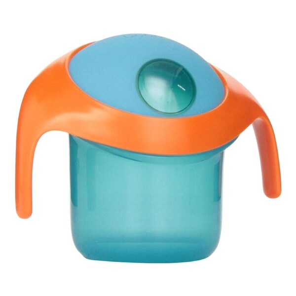 Boon Nosh Baby Snack Container 175ml Blue Orange Spill Proof Handles Travel Cup