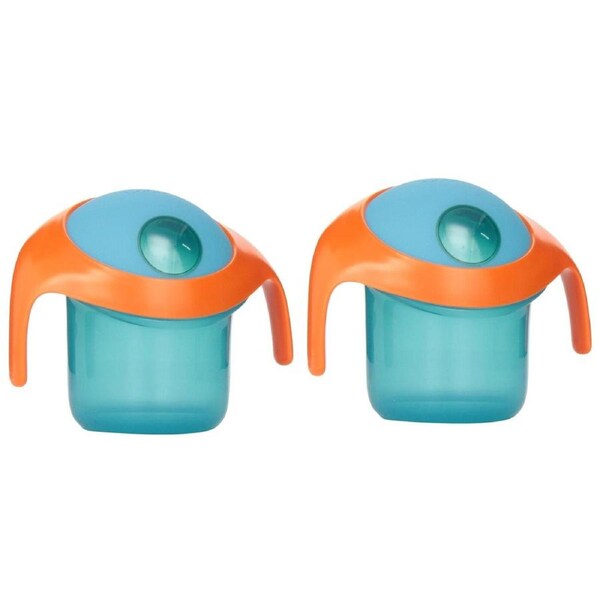 2 x Boon Nosh Baby Snack Container 175ml Spill Proof Handles Travel Cup