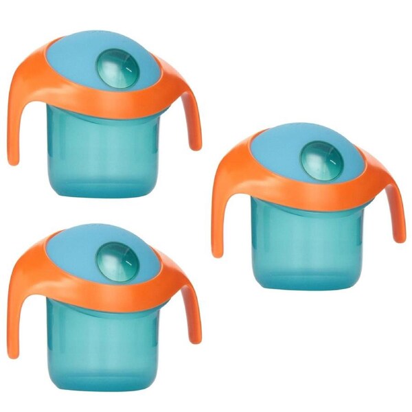 3 x Boon Nosh Baby Snack Container 175ml Spill Proof Handles Travel Cup
