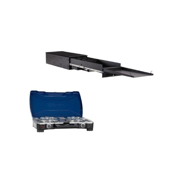 Kings 1300mm Kitchen Drawer -Camp cooking + Gas Stove Double Burner
