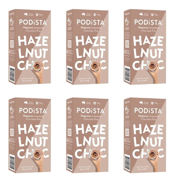6x 10PK PODiSTA Hazelnut Chocolate Pod Capsules Nespresso Compatible 100g