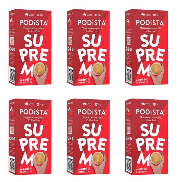 6x 10PK PODiSTA Supremo Coffee Pod Capsules Intensity 10/10 Nespresso Compatible
