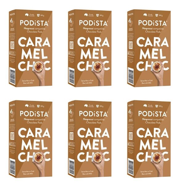 6x 10PK PODiSTA Caramel Chocolate Pod Capsules Nespresso Compatible 100g