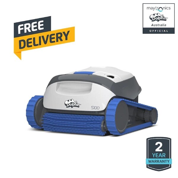 Dolphin S100 Robotic Pool Cleaners for Inground Pools up to 120mins Runtime for Floor Wall Climbing up to 10m Smart Navigation Robot Pool Vacuum with Filter Basket Powerful Active Scrubbing