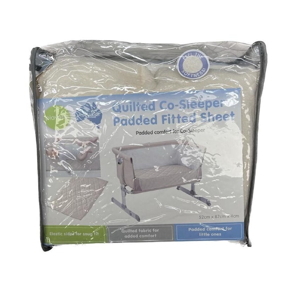Playette Bedside Quilted Fitted Sheet Padded Co-Sleeper Kids/Children White