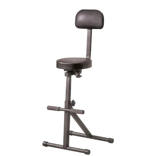AMS GS620 Heavy Duty Guitar Stool with Back Support, Adjustable Height 52-82cm, Black
