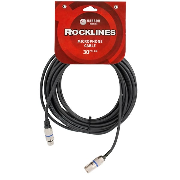 Carson Cable Co Rocklines 30ft Microphone Cable Female XLR to Male XLR