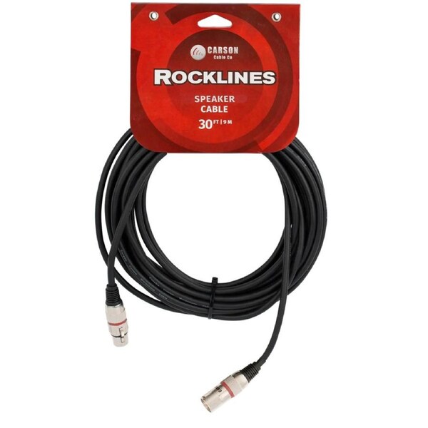 Carson Cable Co Rocklines 30 FT Speaker Cable Male XLR to Female XLR 7mm