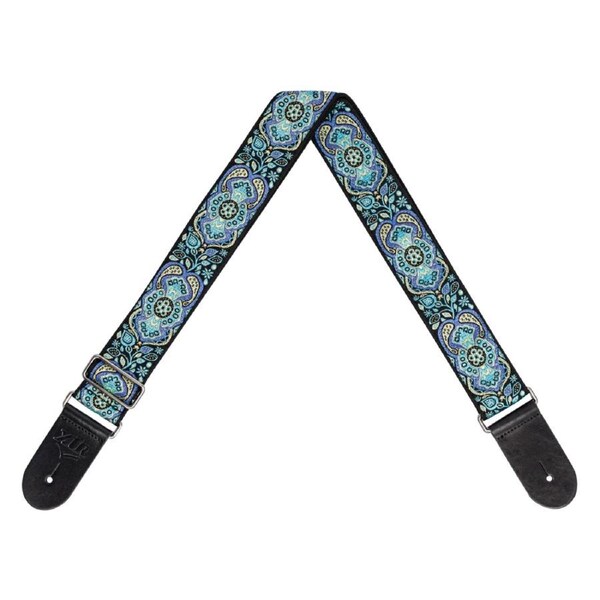 XTR 2 Inch Vintage Jacquard Weave Guitar Strap - Vintage Blue Paisley Pattern