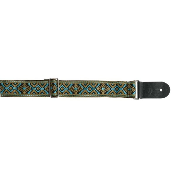 XTR 2 Inch Deluxe Jacquard Weave Guitar Strap - Vintage Blue Gold Tapestry Pattern
