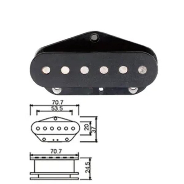Dr Parts Tele Pickup Bridge - Ceramic Magnet, Black