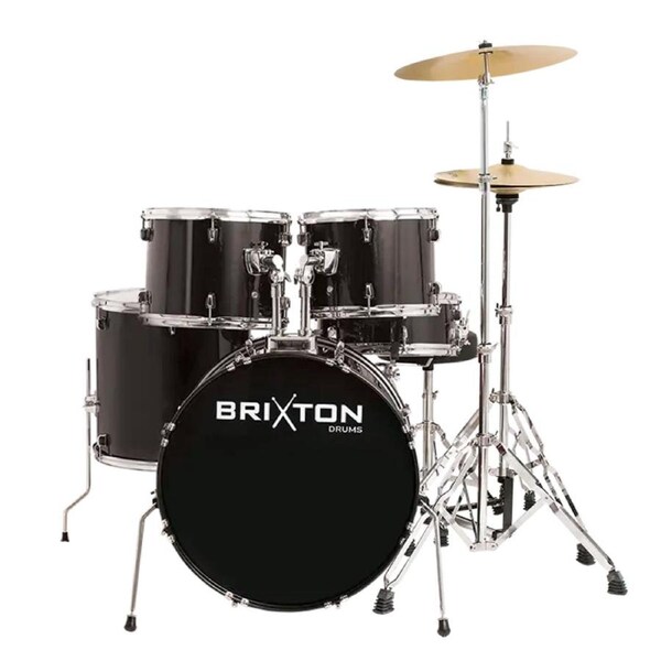 Brixton 20 Inch FUSN Package 5-Piece Drum Kit with Cymbals and Stool - Black