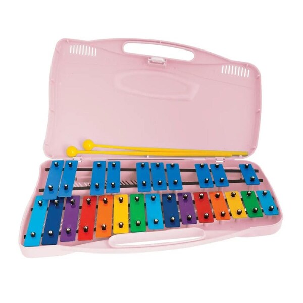 Angel 25 Note Chromatic Glockenspiel with Beater in Pink Case