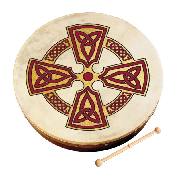 Waltons 12 Inch Bodhran Pack Kilkenny Cross with Beater & DVD