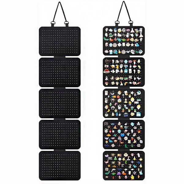2 Pack Hanging Lapel Pin Display Panels Organizer With 5 Loose-leaf Board Pieces