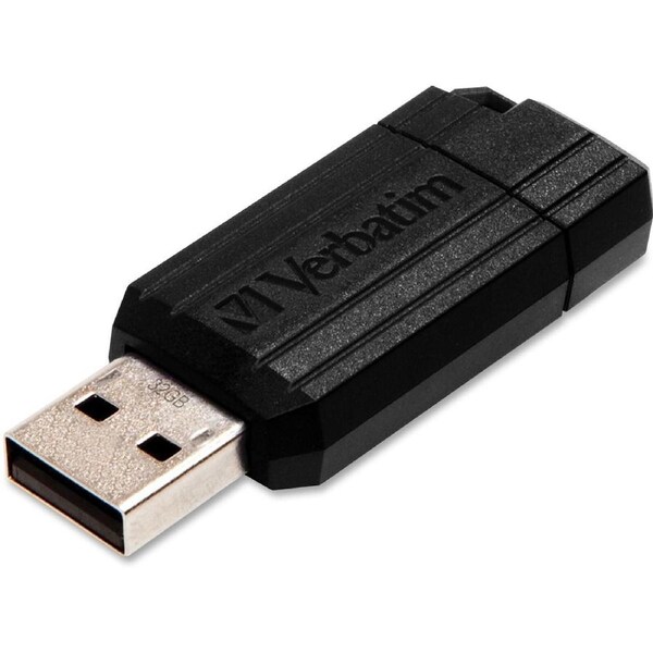 Verbatim PinStripe 32 GB USB Flash Drive - Black - 2 Year Warranty - 1 Each