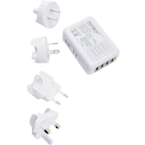 Samsonite 86350 10.50 W AC Adapter - For Notebook, Tablet, Smartphone, Camera - 120 V AC, 230 V AC Input - 2.10 A - White