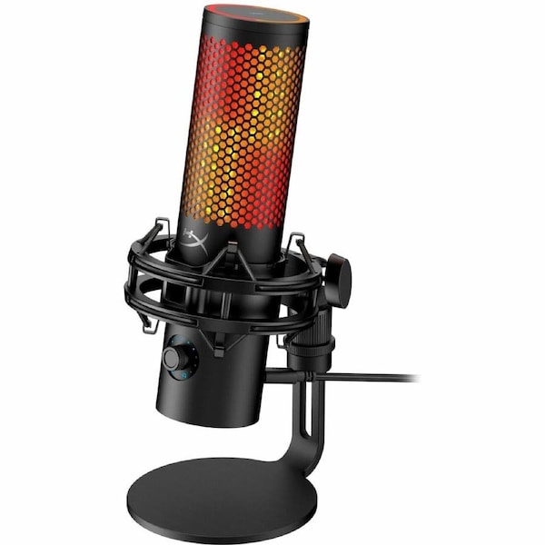 HyperX QuadCast 2 S Wired Electret Condenser Microphone for Recording - Black - 3 m - Stereo - 20 Hz to 20 kHz - Cardioid, Omni-directional, - Shock