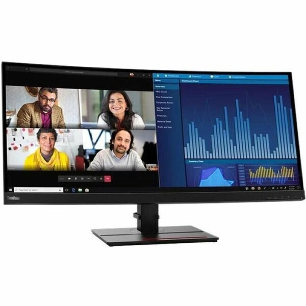 Lenovo ThinkVision P34w-20 34" Class Webcam UW-QHD Curved Screen LED Monitor - 21:9 - Raven Black - 34.1" Viewable - In-plane Switching (IPS) - WLED