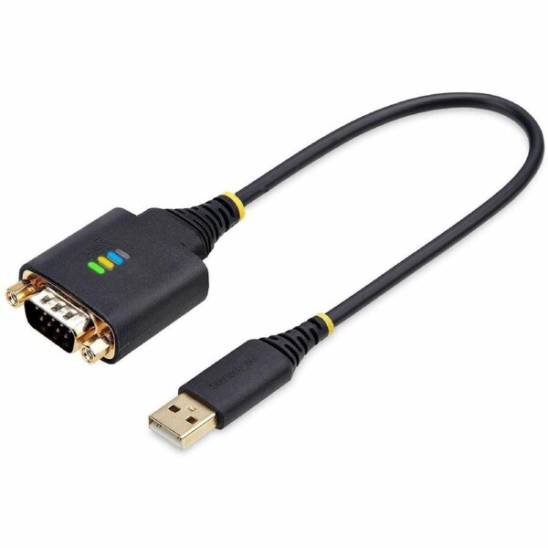 StarTech.com 1ft (30cm) USB to Serial Adapter Cable, COM Retention, FTDI, DB9 RS232, Interchangeable DB9 Nuts/Screws, Windows/macOS/Linux - Add a DB9