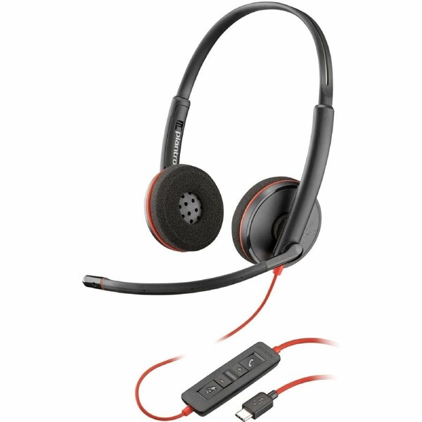Poly Blackwire 3220 Wired On-ear, Over-the-head Stereo Headset - Black - Binaural - Ear-cup - 32 Ohm - 20 Hz to 20 kHz - 161 cm Cable - Noise - Noise