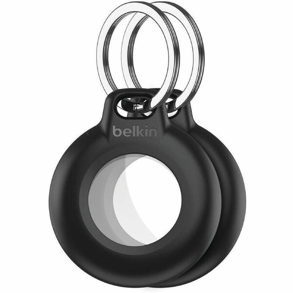 Belkin AirTag Asset Tracking Tag Holder - 50.8 mm x 43.2 mm x 10.2 mm - Plastic - 2 Pack - Black - Water Proof, Secure, Key Ring