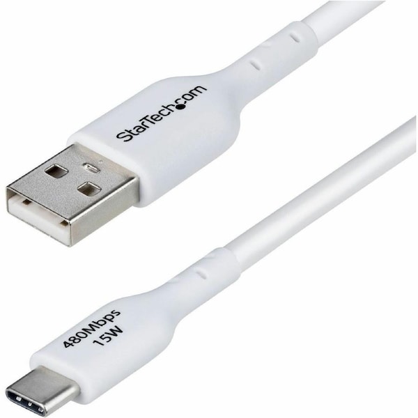 StarTech.com 3m (9.8ft) USB-A to USB-C Charging Cable, Charge & Sync, 3A, USB 2.0, TPE Jacket - White USB Charging Cord - USB-A to USB-C Charging and
