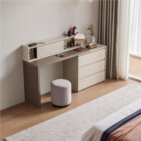 Italian-Style Dual-Tone Study Desk/Vanity Table/Dressers with Multifunctional Storage and 3 Drawers