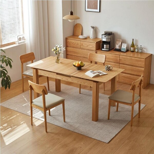 Lafond Extendable Ashwood Solid Timber Dining Table/Oak Color Rectangular Table