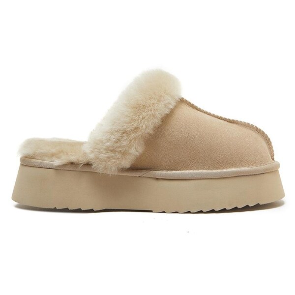 Yellow Earth Women's Scuff Platform Sole Ugg Slippers Mustard Seed (Women's US 8)