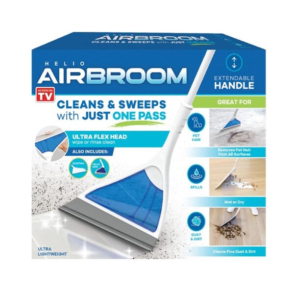 Helio Air Broom 3 Piece Kit All Surface Sweeper and Squeegee for Wet & Dry Cleaning
