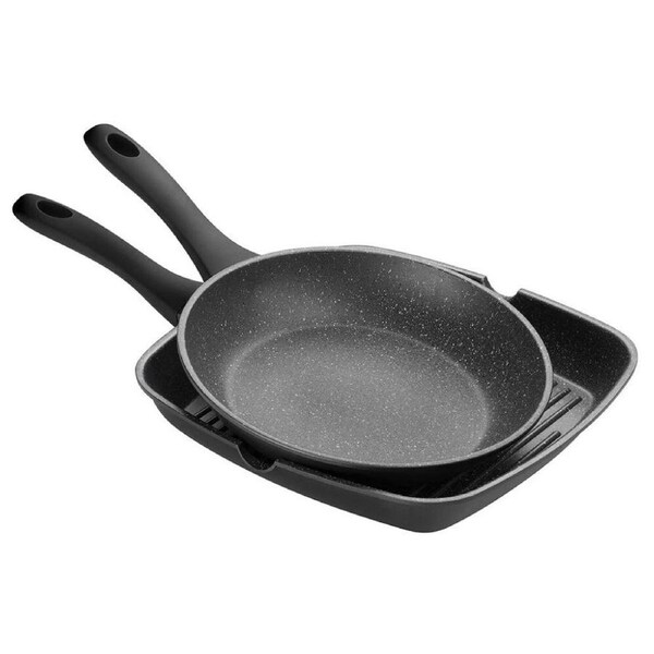 Pyrolux Pyrostone 2 Piece Frypan 26cm & Grill Pan 28cm Set - 2pc