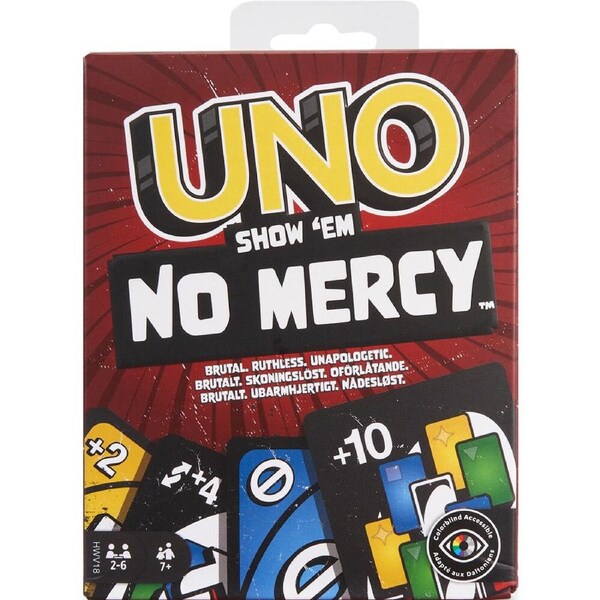 Mattel UNO Show'Em No Mercy Strategy Party Card Game 116x92cm Kids/Family 7y+