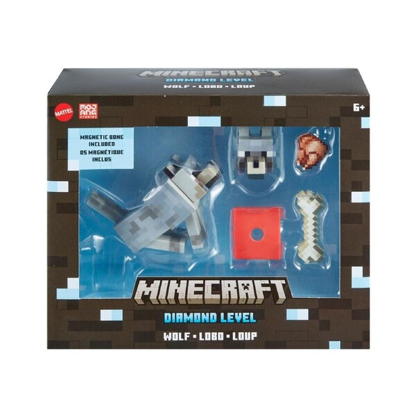 Mattel Minecraft Diamond Level Wolf Action Figure Toy 14cm Kids Asstd 6y+