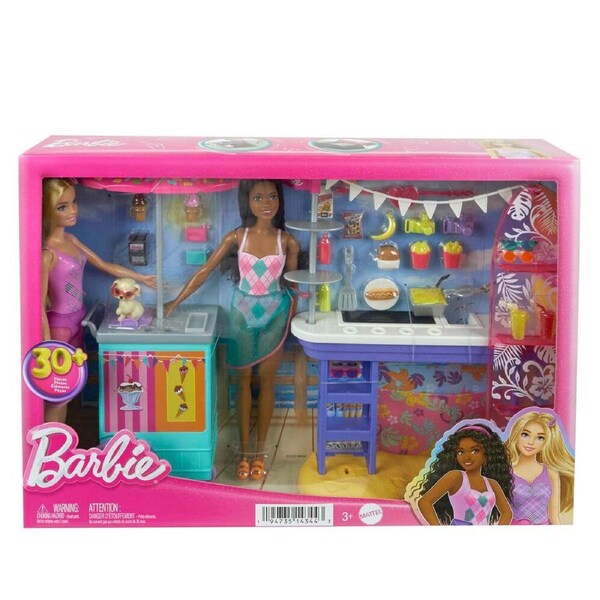Mattel Barbie Beach Boardwalk Doll Playset Play Toy 40x30cm Kids/Toddler 3y+